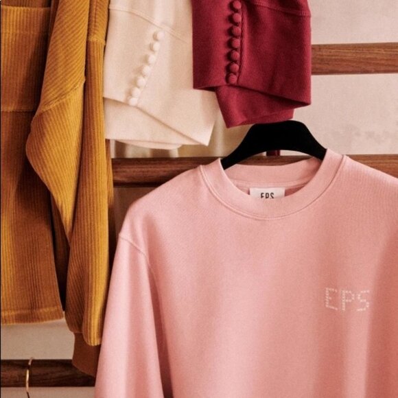 Sezane Calvin EPS Sweatshirt Blush Pink Size XS Organic Cotton Long Sleeve Crew - Picture 3 of 15